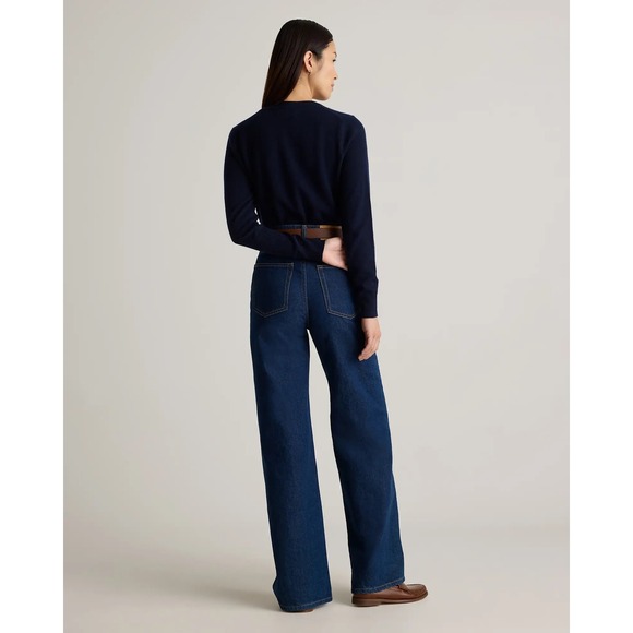 Quince Mongolian Cashmere Cardigan Sweater Navy Medium New With Tags - Picture 5 of 9